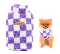 SMALLLEE_LUCKY_STORE Pet Fleece Checked Jumper Vest Turtleneck Pullover Sweaters Soft Sweatshirt for Small Dogs Cat Puppy Yorkie Chihuahua Warm Autumn Winter Clothes,Purple,S