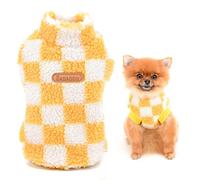 SMALLLEE_LUCKY_STORE Pet Fleece Checked Jumper Vest Turtleneck Pullover Sweaters Soft Sweatshirt for Small Dogs Cat Puppy Yorkie Chihuahua Warm Autumn Winter Clothes,Yellow,M