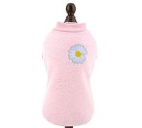 SMALLLEE_LUCKY_STORE Pet Fleece Jumper for Small Dogs Cat Girl Boy Cozy Soft Pullover Sweater Shirt Sweatshirts Warm Winter Coat Puppy Yokie Chihuahua Clothes Flower Pattern,Baby Pink,Size XL