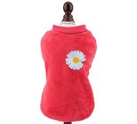 SMALLLEE_LUCKY_STORE Pet Fleece Jumper for Small Dogs Cat Girl Boy Cozy Soft Pullover Sweater Shirt Sweatshirts Warm Winter Coat Puppy Yokie Chihuahua Clothes Flower Pattern,Red,Size M