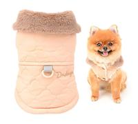 SMALLLEE_LUCKY_STORE Pet Furry Collar Quilted Jacket Winter Coat Vest with D-ring for Small Medium Dog Cat Sherpa Fleece Lined Puppy Chihuahua Yorkie Warm Cold Weather Clothes,Pink,L