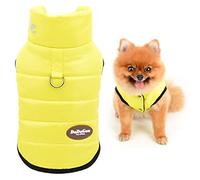 SMALLLEE_LUCKY_STORE Pet Mock Neck Puffer Jacket Winter Down Coat Fleece Lined with D-ring for Small Dog Cat Boys Girls Puppy Chihuahua Yorkie Warm Cold Weather Clothes,Yellow,S