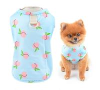 SMALLLEE_LUCKY_STORE Pet Peach Print Tee Shirt Puppy T-shirt with D-ring for Small Medium Dog Cat Boy Girl Soft Cozy Tank Top Cool Vest Yorkie Chihuahua Summer Clothes,Blue,M