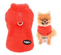 SMALLLEE_LUCKY_STORE Pet Sherpa Fleece Jumpers Sweaters Vest Turtleneck Pullover with D-ring Soft Sweatshirt for Small Dogs Cat Puppy Boy Girl Yorkie Chihuahua Warm Fall Winter Clothes,Red,XL