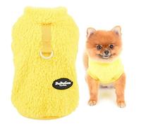 SMALLLEE_LUCKY_STORE Pet Sherpa Fleece Jumpers Sweaters Vest Turtleneck Pullover with D-ring Soft Sweatshirt for Small Dogs Cat Puppy Boy Girl Yorkie Chihuahua Warm Fall Winter Clothes,Yellow,L