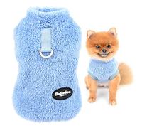 SMALLLEE_LUCKY_STORE Pet Sherpa Fleece Jumpers Sweaters Vest Turtleneck Pullover with D-ring Soft Sweatshirt for Small Dogs Cat Puppy Boy Girl Yorkie Chihuahua Warm Fall Winter Clothes,Blue,L