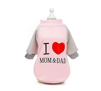 SMALLLEE_LUCKY_STORE Pet Soft Fleece Sweater Sweatshirt Pullover for Small Dogs Cats I Love Mom Dad Sport Style Pieced Tee Shirt Warm Winter Puppy Clothes,Pink XXL