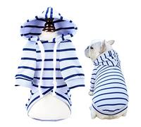 SMALLLEE_LUCKY_STORE Pet Striped Hoodie Sweatshirt Hooded for Small Medium Dog Cat Puppy Pullover French Bulldog Pug Boston Terrier Sweater with Hat Cold Weather Coats Winter Warm Clothes