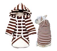SMALLLEE_LUCKY_STORE Pet Striped Hoodie Sweatshirt Hooded for Small Medium Dog Cat Puppy Pullover French Bulldog Pug Boston Terrier Sweater with Hat Cold Weather Coats Winter Warm Clothes