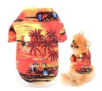 SMALLLEE_LUCKY_STORE Pet Summer Clothes Puppy Hawaii Shirt T-shirt Tee for Small Medium Dog Cat Boys Pool Party Beach Holiday Wear Yorkie Chihuahua Apparel,Red,S