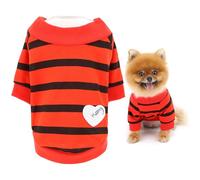 SMALLLEE_LUCKY_STORE Pet Summer Clothes Striped Shirt Top Puppy T-Shirt Tee for Small Medium Dog Cat with Bling Red Heart Yorkie Chihuahua Apparel Red XL