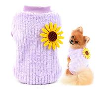 SMALLLEE_LUCKY_STORE Pet Sunflower Pullover Knitted Sweaters Jumpers for Small Dogs Cat Girls Cozy Soft Shirt Sweatshirts Warm Winter Coat Cute Puppy Yorkie Chihuahua Clothes