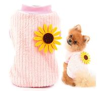 SMALLLEE_LUCKY_STORE Pet Sunflower Pullover Knitted Sweaters Jumpers for Small Dogs Cat Girls Cozy Soft Shirt Sweatshirts Warm Winter Coat Cute Puppy Yorkie Chihuahua Clothes