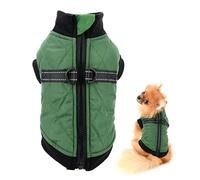 SMALLLEE_LUCKY_STORE Pet Water Resistance Zip-up Jacket Vest Coat with D-rings for Small Dogs Cats, Fleece Lined Puppy Chihuahua Yorkie Warm Winter Clothes