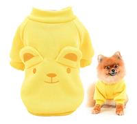 SMALLLEE_LUCKY_STORE Puppy Fleece Sweatshirt Pullover Jumper Sweater Cute Bear with Ears for Small Medium Dogs Cat Boy Girl Yorkie Chihuahua Kitten Warm Autumn Winter Clothes,Yellow,L