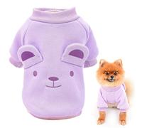 SMALLLEE_LUCKY_STORE Puppy Fleece Sweatshirt Pullover Jumper Sweater Cute Bear with Ears for Small Medium Dogs Cat Boy Girl Yorkie Chihuahua Kitten Warm Autumn Winter Clothes,Purple,L