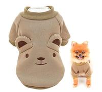 SMALLLEE_LUCKY_STORE Puppy Fleece Sweatshirt Pullover Jumper Sweater Cute Bear with Ears for Small Medium Dogs Cat Boy Girl Yorkie Chihuahua Kitten Warm Autumn Winter Clothes,Brown,S