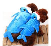SMALLLEE_LUCKY_STORE Shark Costume Small Dog Winter Coat Fleece Sweater Hoodie Jumper Pet Cat Clothes Blue L
