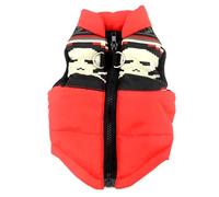 SMALLLEE_LUCKY_STORE Small Dog Cat Winter Coat Harness Jacket with D-ring Boy Girl Pet Puppy Comfort Padded Bomber Vest No Pull Chihuahua Clothes Red Skull S