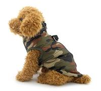 SMALLLEE_LUCKY_STORE Small Dog Cat Winter Coat Harness Jacket with D-ring Boy Girl Pet Puppy Comfort Padded Bomber Vest No Pull Chihuahua Clothes Green Camo S
