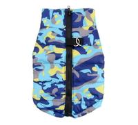 SMALLLEE_LUCKY_STORE Small Dog Winter Coat with D-Ring Camo Puppy Padded Bomber Vest Jacket Harness No Pull Water-Resistant Warm Chihuahua Yorkie Clothes Blue S