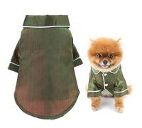 SMALLLEE_LUCKY_STORE Soft Solid Shimmer Satin Dog Pyjamas for Small Medium Dogs Cats Pet Sleepwear Shirt Two Leg Comfortable Pajamas Chihuahua Yorkie Puppy Kitten Basenji Clothes Green 5XL