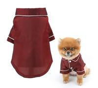 SMALLLEE_LUCKY_STORE Soft Solid Shimmer Satin Dog Pyjamas for Small Medium Dogs Cats Pet Sleepwear Shirt Two Leg Comfortable Pajamas Chihuahua Yorkie Puppy Kitten Basenji Clothes Burgundy 5XL
