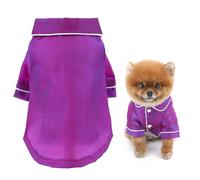 SMALLLEE_LUCKY_STORE Soft Solid Shimmer Satin Dog Pyjamas for Small Medium Dogs Cats Pet Sleepwear Shirt Two Leg Comfortable Pajamas Chihuahua Yorkie Puppy Kitten Basenji Clothes Purple 5XL
