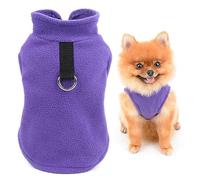 SMALLLEE_LUCKY_STORE Solid Color Puppy Fleece Vest Jumper Pullover Sweater with Leash Ring for Small Dog Cat Yorkie Chihuahua Kitten Warm Fall Winter Clothes,Purple,S