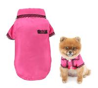 SMALLLEE_LUCKY_STORE Solid Dog Faux Silk Satin Pajamas for Small Medium Dogs Cats Soft Two Leg Pet Sleepwear Shirt with Lace Trim Comfortable Loungewear Chihuahua Yorkie Pug Clothes Hot Pink 5XL