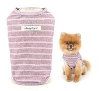 SMALLLEE_LUCKY_STORE Striped Dog T-Shirt for Extra Small and Small Dog Pet Pullover with Patch Puppy Vest Breathable Stretchable Tank Top Spring Summer Shirt Chihuahua Yorkie Cat Clothes, Purple, M