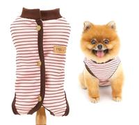 SMALLLEE_LUCKY_STORE Striped Fleece Cat Recovery Suit Small Dog Surgery Recovery Bodysuit Anti Licking Puppy Pajama Suit for Spay Neuter Abdominal Wounds Breathable After Surgery Pet Clothes Pink L