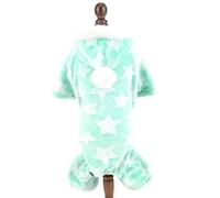 SMALLLEE_LUCKY_STORE Super Soft Pet Fleece Hoodie Pajamas Pjs for Small Dogs Cats Stars Pullover Jumper Boy Girl Warm Winter Jumpsuit Coat Puppy Clothes Toy Poodle Shih Tzu Pug,Green XXL