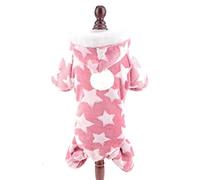 SMALLLEE_LUCKY_STORE Super Soft Pet Fleece Hoodie Pajamas Pjs for Small Dogs Cats Stars Pullover Jumper Boy Girl Warm Winter Jumpsuit Coat Puppy Clothes Toy Poodle Shih Tzu Pug,Pink XXL