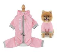 SMALLLEE_LUCKY_STORE Waterproof Dog Camping & Hiking Outfit for Extra Small Dogs 4-Leg Rain Suit with Reflective Strips and Leash D-Ring Pet Outdoor Jacket Puppy Adventure Apparel Pink XL