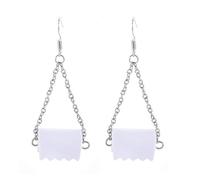 SMALLLOVE Funny Toilet Roll Paper Necklace and Earrings Set for Women Adorable Handmade PU Leather Wire Dangle Drop Statement Hook Earrings, Leather