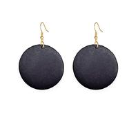 SMALLLOVE Wooden Hoop Earrings for Women Retro Black African Bohemian Wood Teardrop Geometric Lightweight Dangle Drop Earrings, Wood
