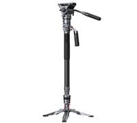SMALLRIG 175cm / 68.9" Carbon Fiber Video Monopod for Camera, Compact Camera Monopod with One-Button Lift & Lock, Max. 5kg Playload Fluid Head Fits for DJI RS and for MFT 501L - 5565