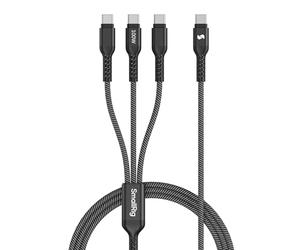 SMALLRIG 3-in-1 USB-C Charging Cable, 100W Fast Charge & USB 2.0 Data Transfer, Durable Triple Fast Charging Cord with 3 Type-C Male Port, for Tablets for iPhone 16 15 for Samsung, 4FT Black - 5079