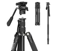 SMALLRIG 71" Tripod Monopod With Small Fluid Head, Aluminum CT180 Travel Camera Stand, 16.5" - 71" Adjustable Height, Phone Holder and Carry Bag, Max Load 33lb/15kg - 3760B