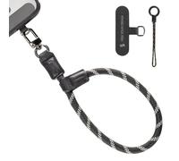 SMALLRIG Adjustable Phone Wrist Strap, 38cm Leather & Nylon Wrist Strap for Smartphones with Built-in Hook for Keys & Accessories, for iPhone, for Samsung, Black - 4990