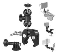SMALLRIG Camera Mount Clamp, Double Ball Head Magic Arm with Clamp - 1138B | Super Clamp with Non-slip Threads, Load Capacity 1.5kg for Gopro, Webcam, Camera, Monitor and Light