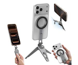 SMALLRIG Dual Magnetic Phone Tripod, Metal Smartphone Mount Grip with 1/4" Threads, 270° Adjustable Phone Holder Mini Pocket Tripod for iPhone 17/16/15/14/13 Series -5649