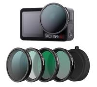 SMALLRIG Filter Kit for DJI Osmo Action 5 Pro/4, 5-in-1 Lens Filter Set with 1/4 Black Mist, ND16/CPL, Star-Cross, Film Simulator & Silicone Cover, Snap-On Mount, Rainbow High-Alumina Glass-5412