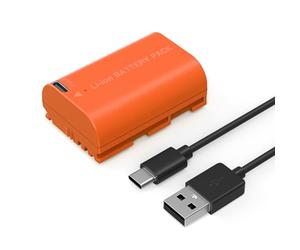 SMALLRIG for LP-E6NH Battery 2400mAh USB-C for Canon R5, R6, R7, 2.5H Full Charged Battery for Canon R6 Mark II, R, R5 C, 5D II/III/IV, 6D, 6D II, 7D, 7D II, 60Da, 70D, 80D, 90D, Orange - 4968
