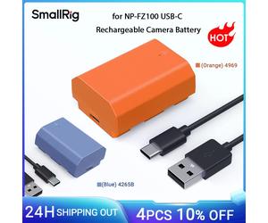 SmallRig for NP-FZ100 USB-C Rechargeable Camera Battery for Sony A7R III/A7R IV/A6700/ A6600/FX3 / FX30/ ZV-E1 / ZV-E10 II -4969 (Orange) 4969