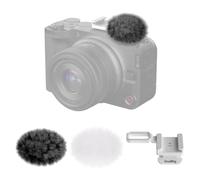 SMALLRIG Furry Windscreen Kit (2pcs) for Canon EOS R50 V Camera, Cold Shoe Adapter with Wind Muff, Noise-Reduction, Includes Gray and White, for Light Microphone Attachment - 5434