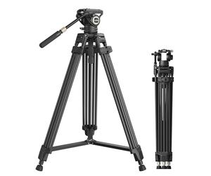 SMALLRIG Heavy-Duty Carbon Fiber Tripod w/FreeSpeed One-Step Height Adjust, 75" Tall, Fluid Head, Dual-Mode QR Plate for DJI/MFT, Load up to 17lbs, Professional Video Tripod for Camera AD-80S - 5111