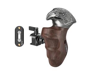 SMALLRIG Rotating Left-Side Wooden Handle with NATO Clamp & NATO Rail, 360° Angle Adjustment, 15 kg/33 lb Load Capacity, Ergonomic Grip - 4817