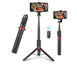 SMALLRIG Selfie Stick Tripod with Bluetooth Remote, ST20 Portable Extendable Travel Lightweight Tripod Stand for Selfie, Video Conference, Tik Tok etc. Compatible with All Phones - 3375B